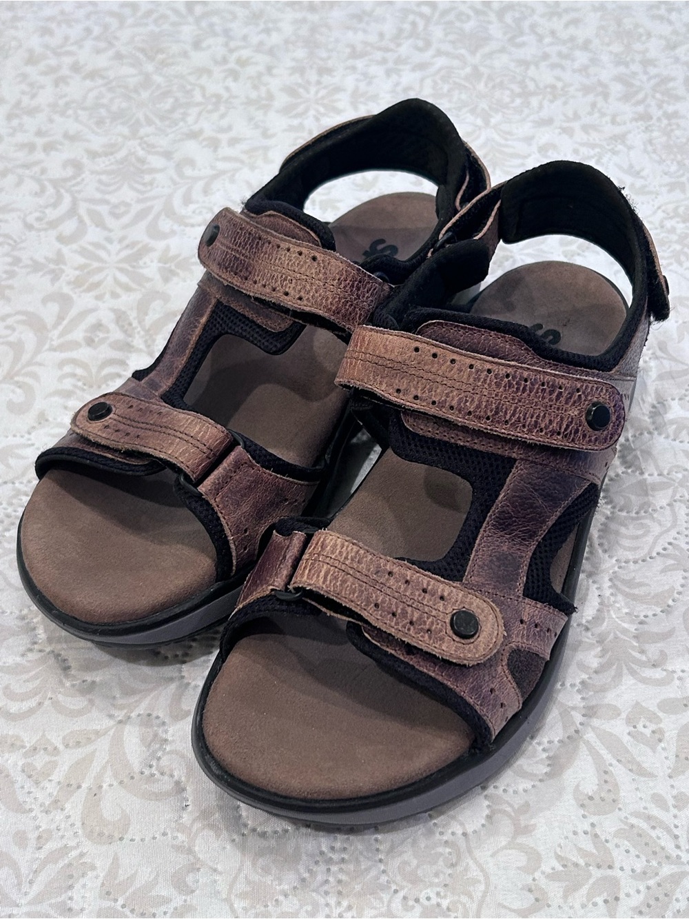 SAS Maverick Sport Men’s 9.5 Brown Leather Sandals Adjustable Slingback Comfort